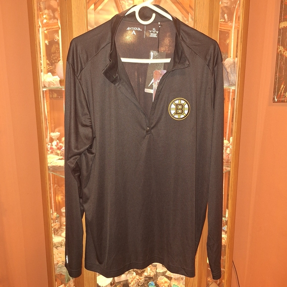 Men's NHL Antigua Boston Bruins Black Quarter-Zip Pullover XL - Picture 3 of 13